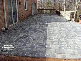 Concrete paver patio installation