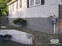 Before and after foundation wall repairs