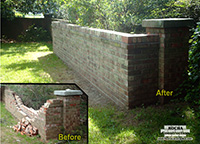Before and after collapse wall rebuild