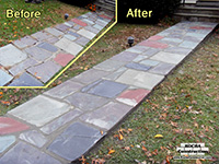 Before and after flagstone repairs