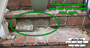 Brick and concrete repair after winter salt damage