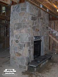 Building stone fireplace