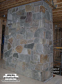 Stone fireplace basement