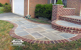 Flagstone and brick walkway