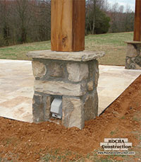 Stone Seating Wall Detail Matching Height and Style